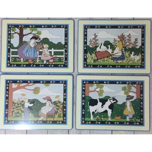 Vintage Pimpernel Little Treasures Cork Backed Placemats Set of 4 Lake 1…